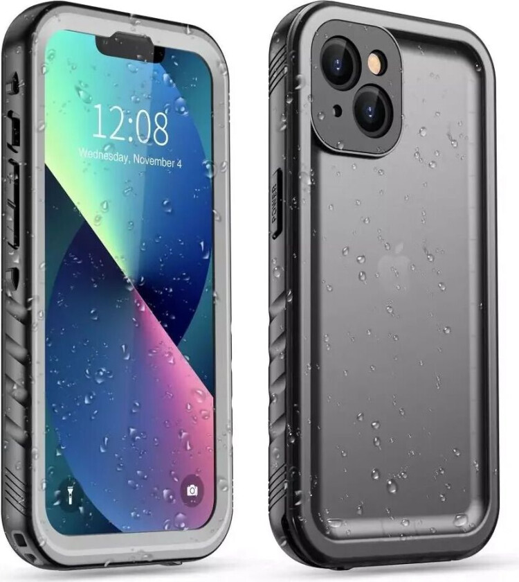 Tech-Protect iPhone 13 Mini Vanntett Deksel - Gjennomsiktig / Svart