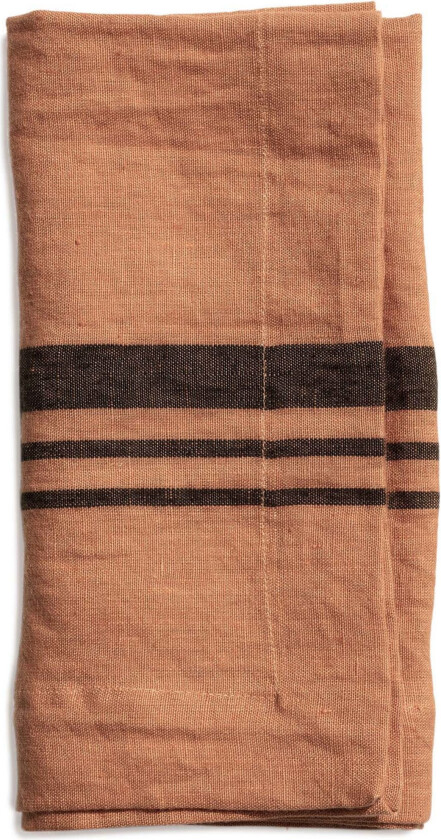 Serviett LITTLEWOOD i lin, stripe, Dry Terracotta, 4-pack