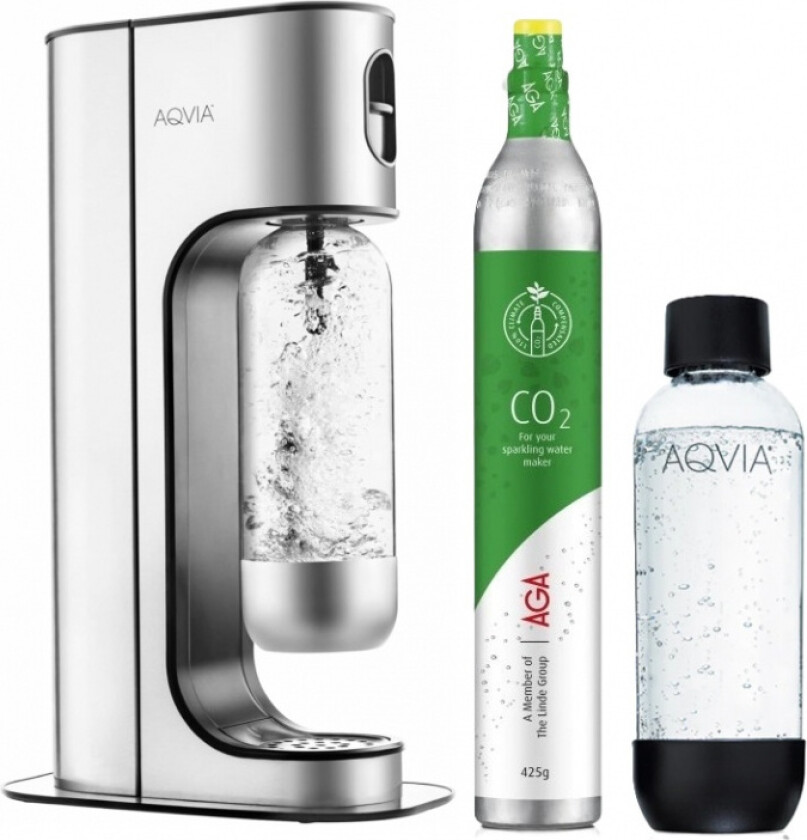 Aqvia Exclusive Steel Black inkl. 2 flasker + kolsyrepatron