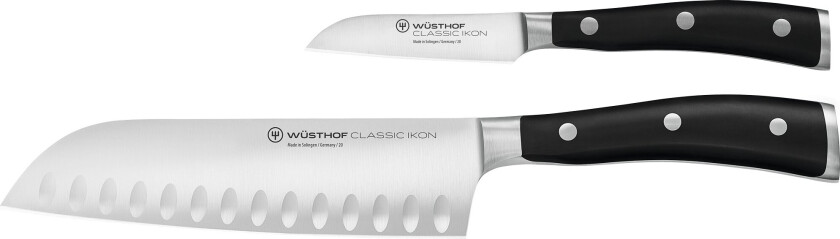 Classic Ikon Knivsett 2 deler Svart, Santoku + Skrellekniv