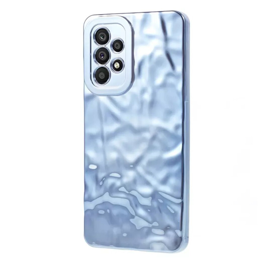 Samsung Galaxy A53 (5G) Glinsende Fleksibel Plast Bakside Deksel - Bølget Design - Blå