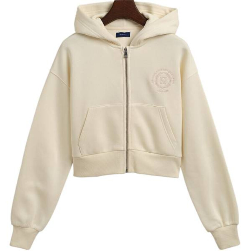 Gant Crest Cropped Full Zip Hettegenser Til Barn, Cream