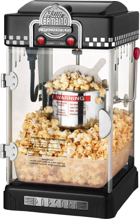 Popcornmaskin Little Bambino 2-3 liter Svart