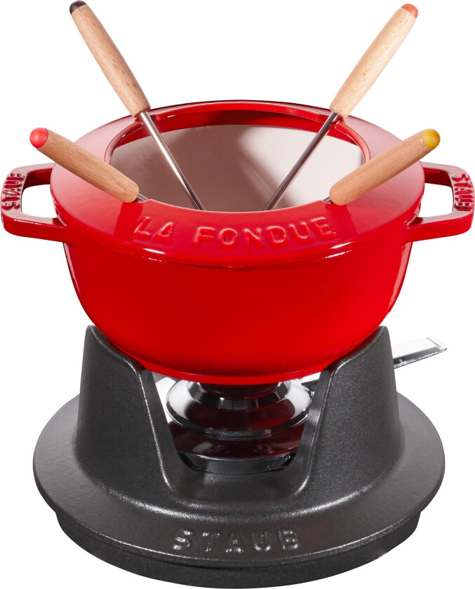 Fondue Sett 16 cm Rød med Creme Innside