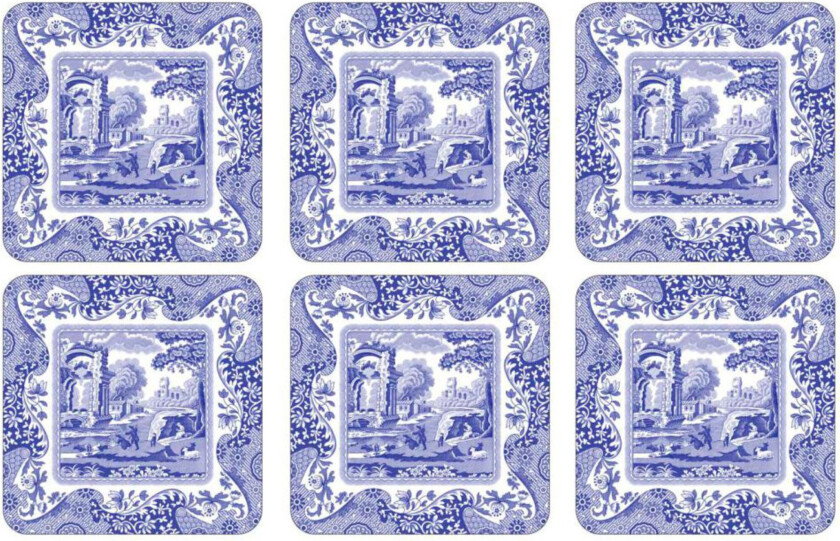Blue Italian Glassunderlag 6-pack 10,5 x 10,5 cm