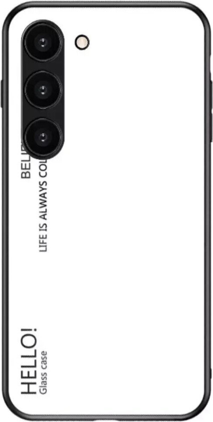 Samsung Galaxy S23 Glass Bakdeksel - Hello - Hvit