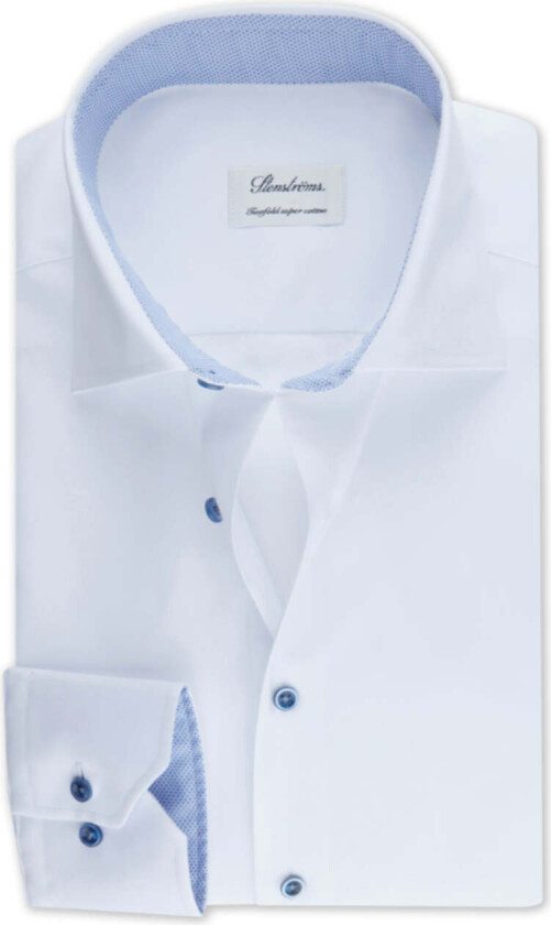 FITTED BODY CONTRAST TWILL SHIRT Hvit, 45