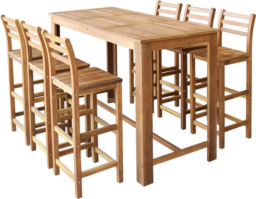 7-delers sett med barbord og stoler heltre akasie
