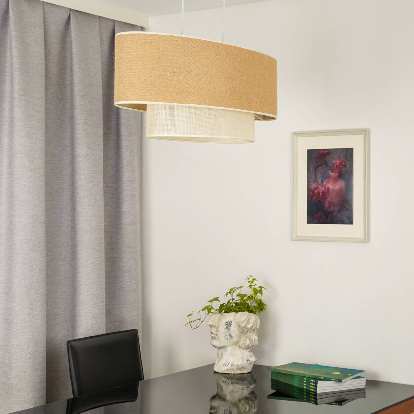 pendellampe, Boho Jute, naturbrun/hvit, lengde 80 cm