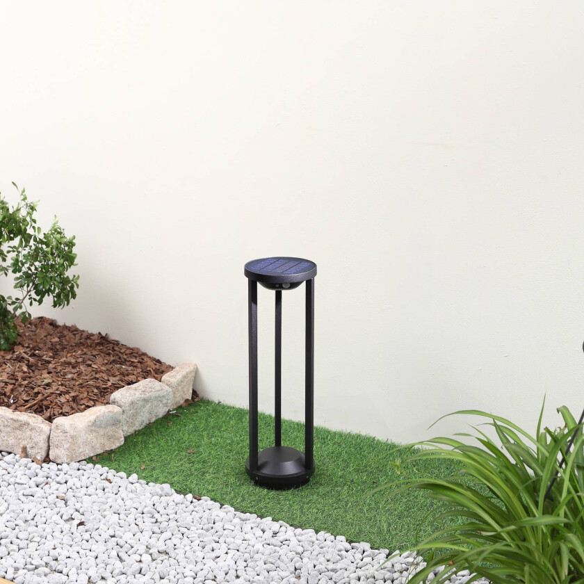 LED-solcellelampe Nilea, Ø 16 cm, svart, sensor