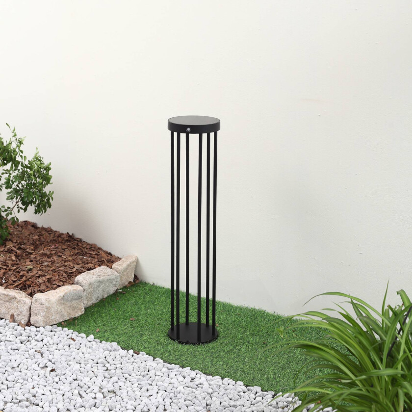 Evelis LED solcellelampe, svart, aluminium, sensor