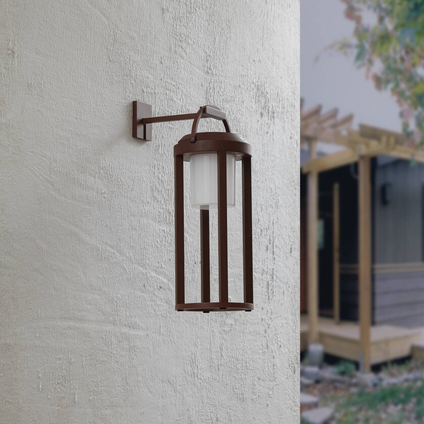 LED-vegglampe Tilena, rund, rustfarget, aluminium