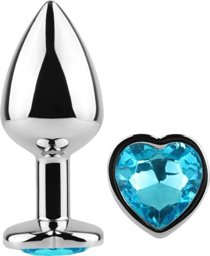 SECRET PLAY - METAL BUTT PLUG BLÃ HJERTE LITEN STÃRRELSE 7 CM