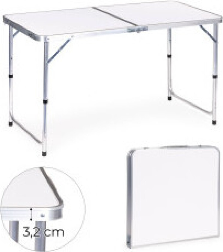 Bilde av Turistbord sammenleggbart campingbord hvit topp 120 x 60 cm
