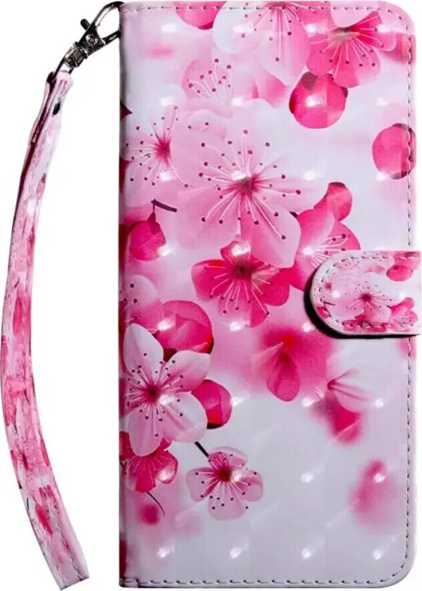 Samsung Galaxy S21+ (Plus) Light Spot Flipdeksel i skinn - Lyserosae Blomster