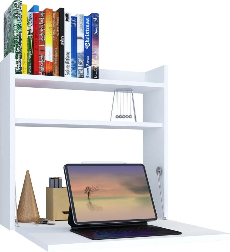 Dralis skrivebord pulten vegghengt 1 klaffdør 1 hylle hvit.