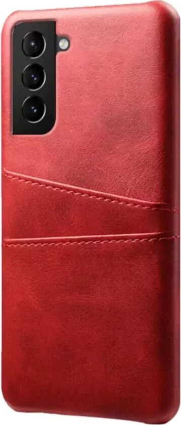 Samsung Galaxy S22 Kunstskinn Bakdeksel Med Kortlommer - Rød