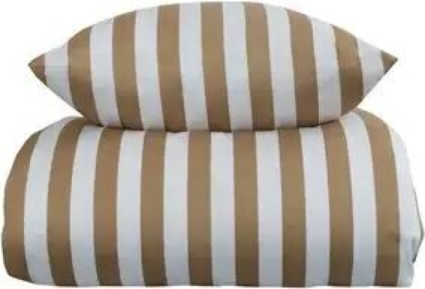 Sateng sengesett - 150x210 cm - 100% Bomullssateng - Nordic Stripe Sand