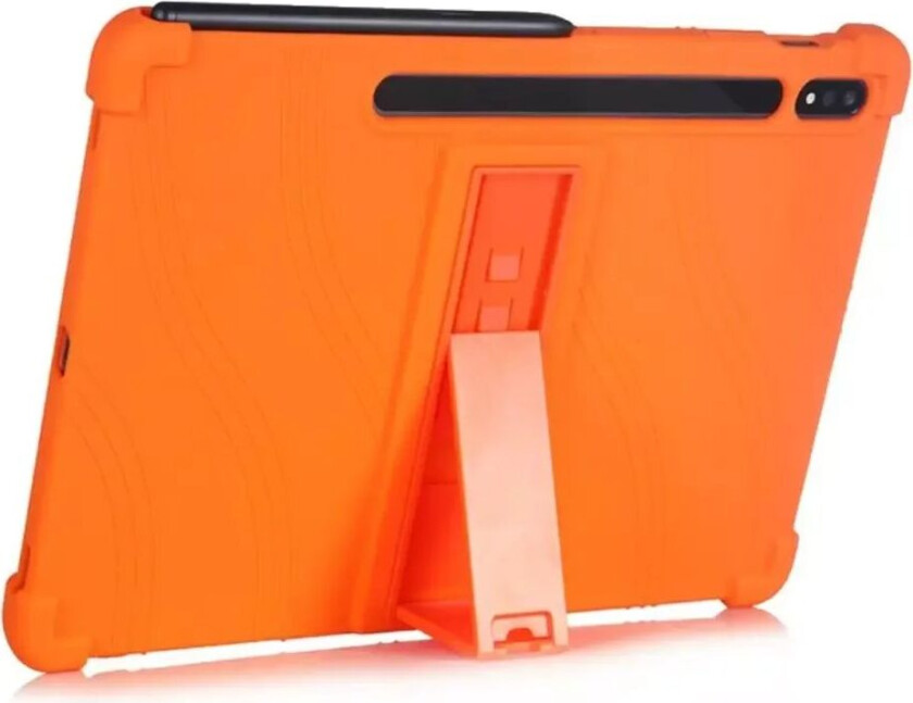 Samsung Galaxy Tab S8 Plus / S7 Plus 12.4" Silikon Deksel m. Stativ - Oransje