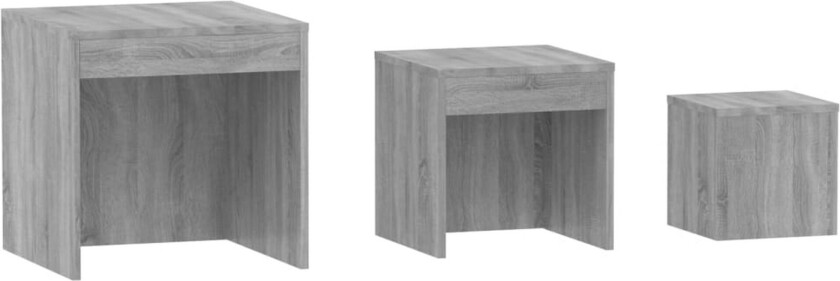 Stablebord 3 stk grå sonoma konstruert tre