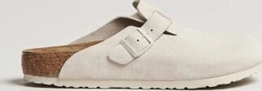 BIRKENSTOCK Boston Soft Footbed Antique White Suede