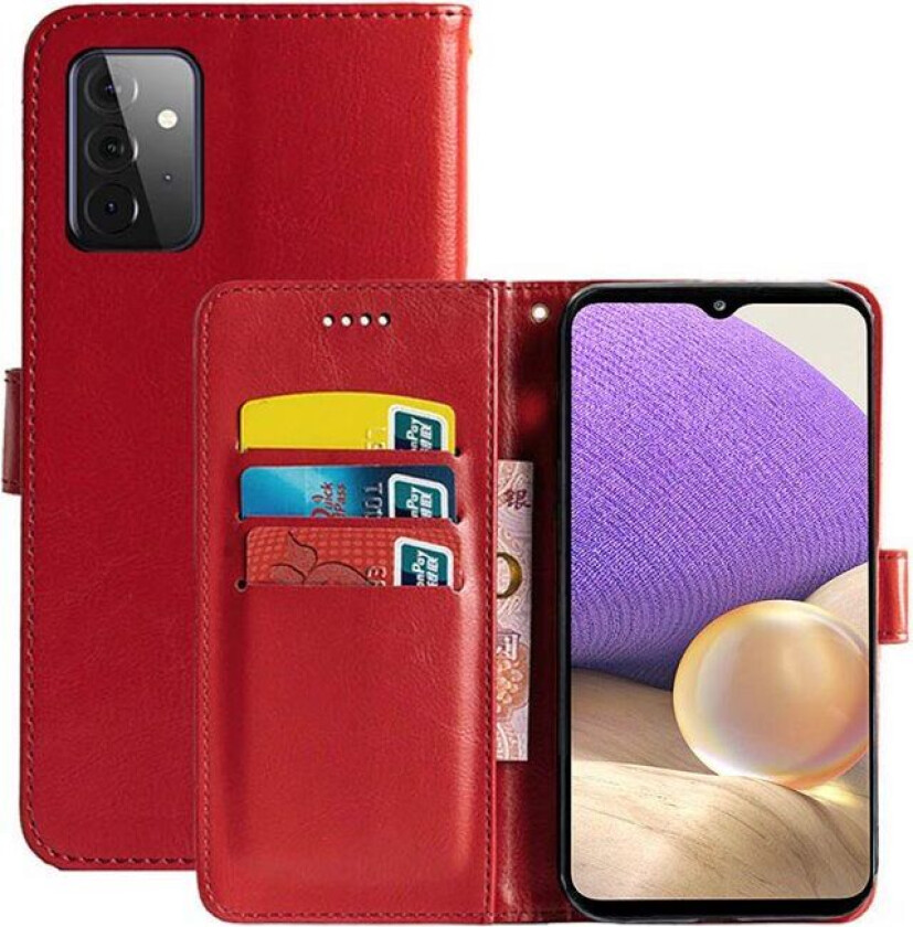 Lommebokdeksel 3-kort Samsung Galaxy A32 5G : Farge - RØD