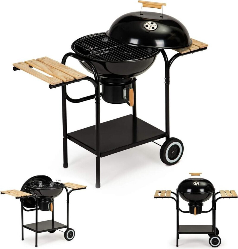 Kullgrill med lokk og hyller, rist og askepanne