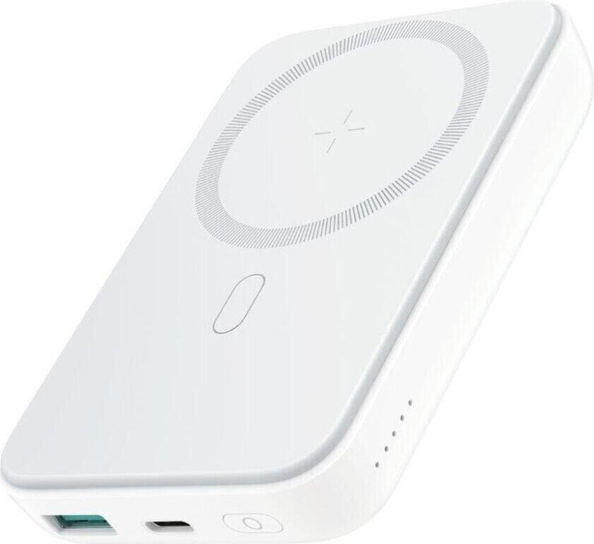 SiGN Magnetic Wireless Mini Powerbank 10000mAh, USB-C, USB-A, Hvit