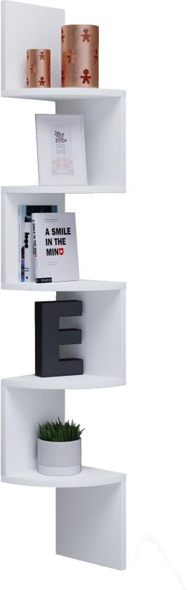 Mintis hylle , hjørnereol med 5 hyller hvit.