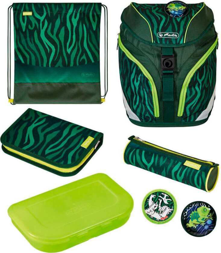 Herlitz SoftLight Plus Jungle, Pencil pouch, Sport bag, Lunchboks, Pennal, Skolesekk, Gutt, Barneskole, Ryggsekk, 16 l, Sidelomme
