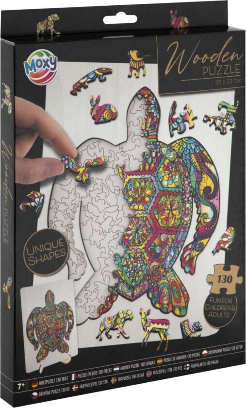 - Wooden puzzle unique shapes - Turtle - 130 pcs (400085)