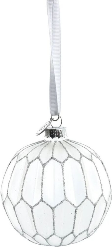 Navina juletrekule rund Ø 8 cm White-Silver