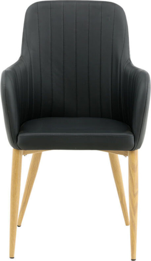 Comfort spisestuestoler PU kunstskinn svart, eik dekor.
