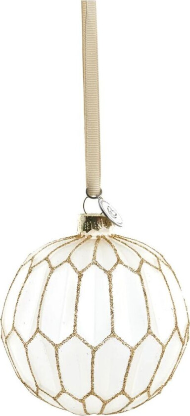 Navina juletrekule rund Ø 8 cm White-Light gold