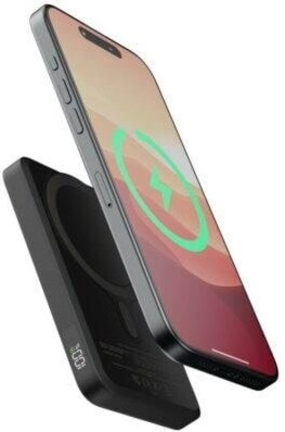Wireless 15W USB-C Nødlader - Svart - 5000 mAh