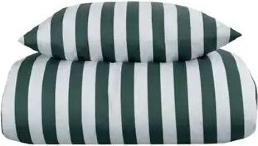 Sateng sengesett - 150x210 cm - 100% Bomullssateng - Nordic Stripe Grønn