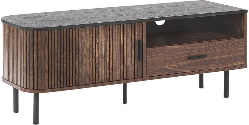 TV-benk Mørkt Tre Svart MDF TV opptil 54ʺ Retro Skyveskap Skuff Kabelhåndtering Stue