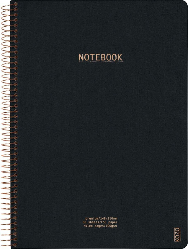 Notatbok M/spiral Kozo Premium A4 Black