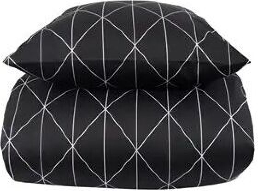 Sateng sengesett - 150x210 cm - 100% Bomullssateng - Graphic harlekin svart