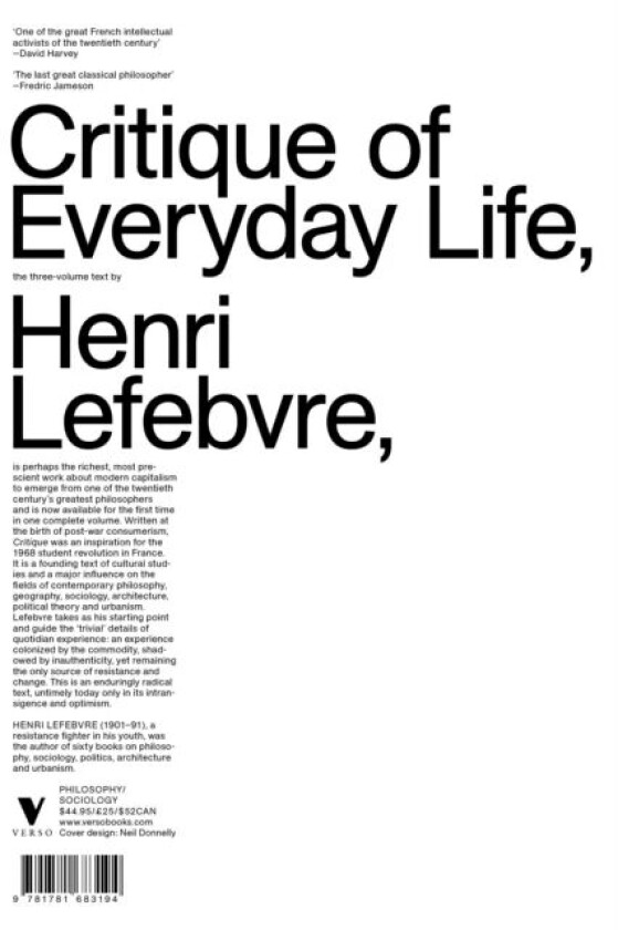 Critique of Everyday Life av Henri Lefebvre