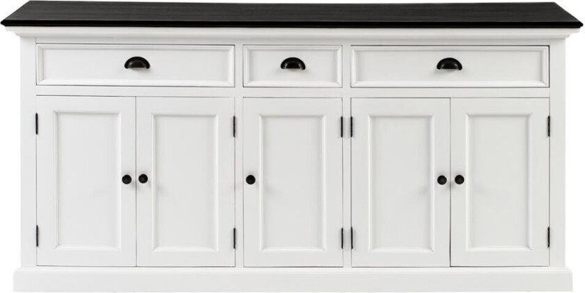 HalifaxContrast skjenk 5 dører, 2 store og 1 litt skuff hvit, svart.