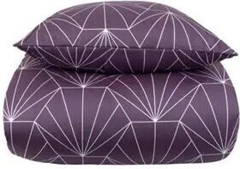 Sateng sengesett - 140x200 cm - Hexagon mørklilla - 100% Bomullssateng