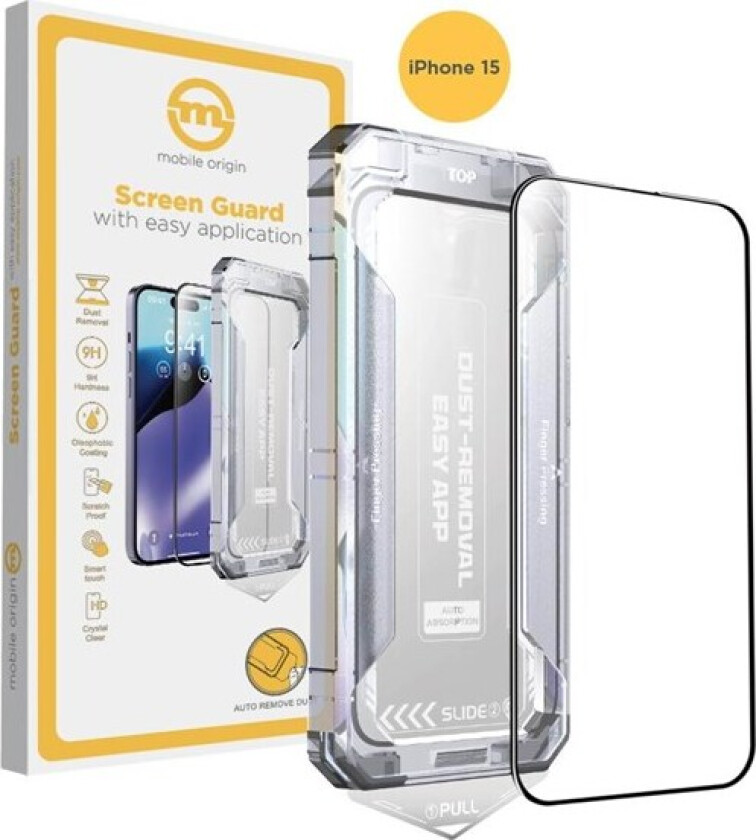 Yellow Screen Guard iPhone 15 with easy application