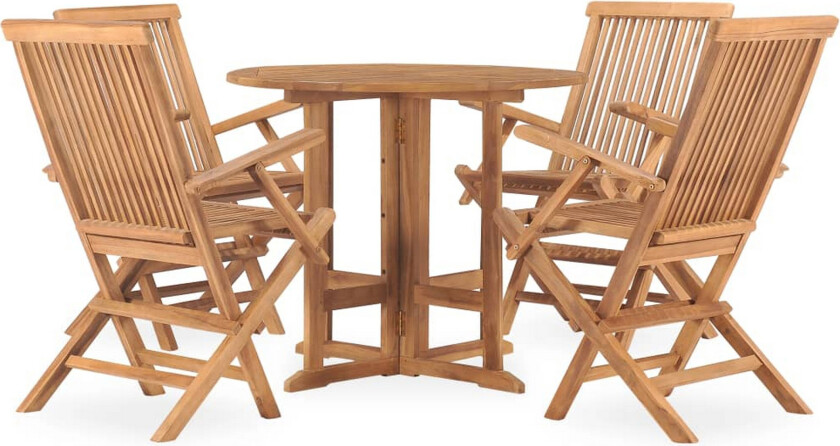 Utendørs spisestue sammenleggbar 5 deler heltre teak