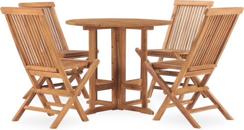 Utendørs spisestue sammenleggbar 5 deler heltre teak