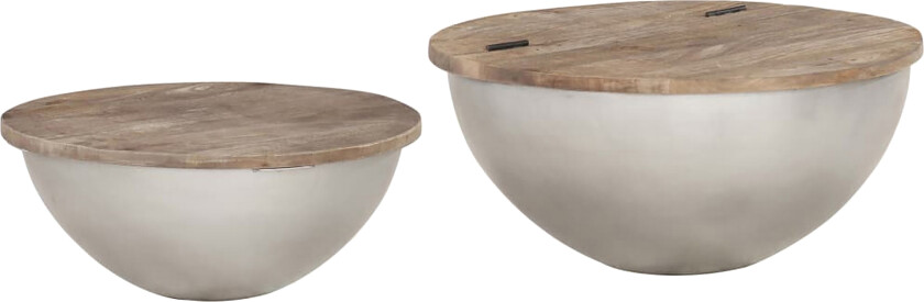 Salongbordsett 2 deler skålformet heltre mango