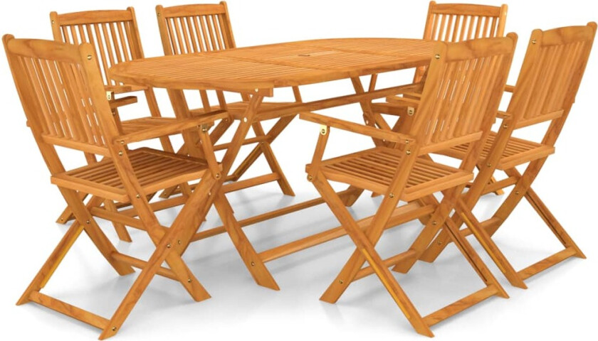 Utendørs sammenleggbar spisestue 7 deler heltre akasie