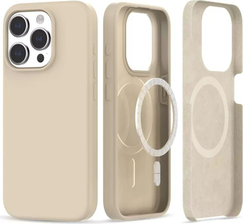 Tech-Protect iPhone 15 Pro Tech-Protect Silikon Deksel - MagSafe Kompatibel - Sand Beige