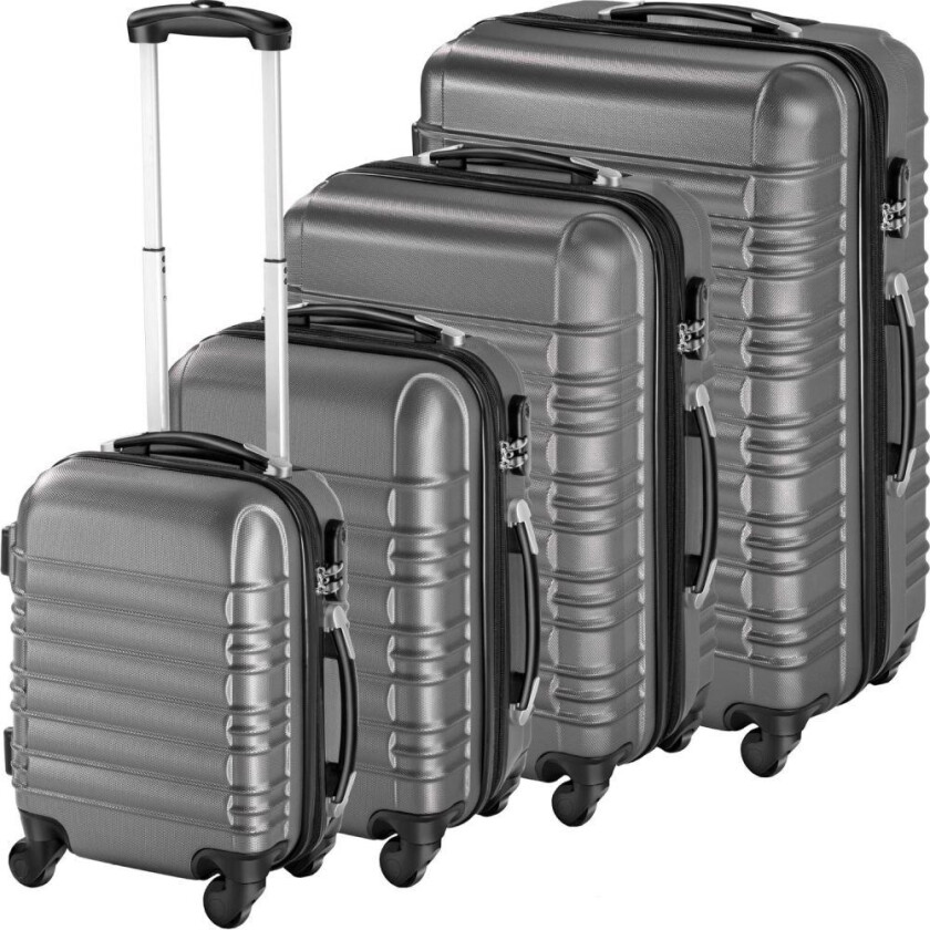 Koffert sett 4 deler hardcase - grå