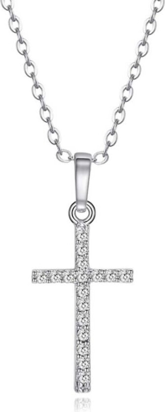 Sølvkors halskjede kjede med diamanter sølvkjede